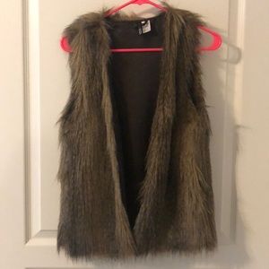 Brown faux fur vest